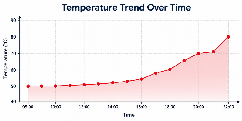 Example temperature trend showing a gradual rise over the course of a day.